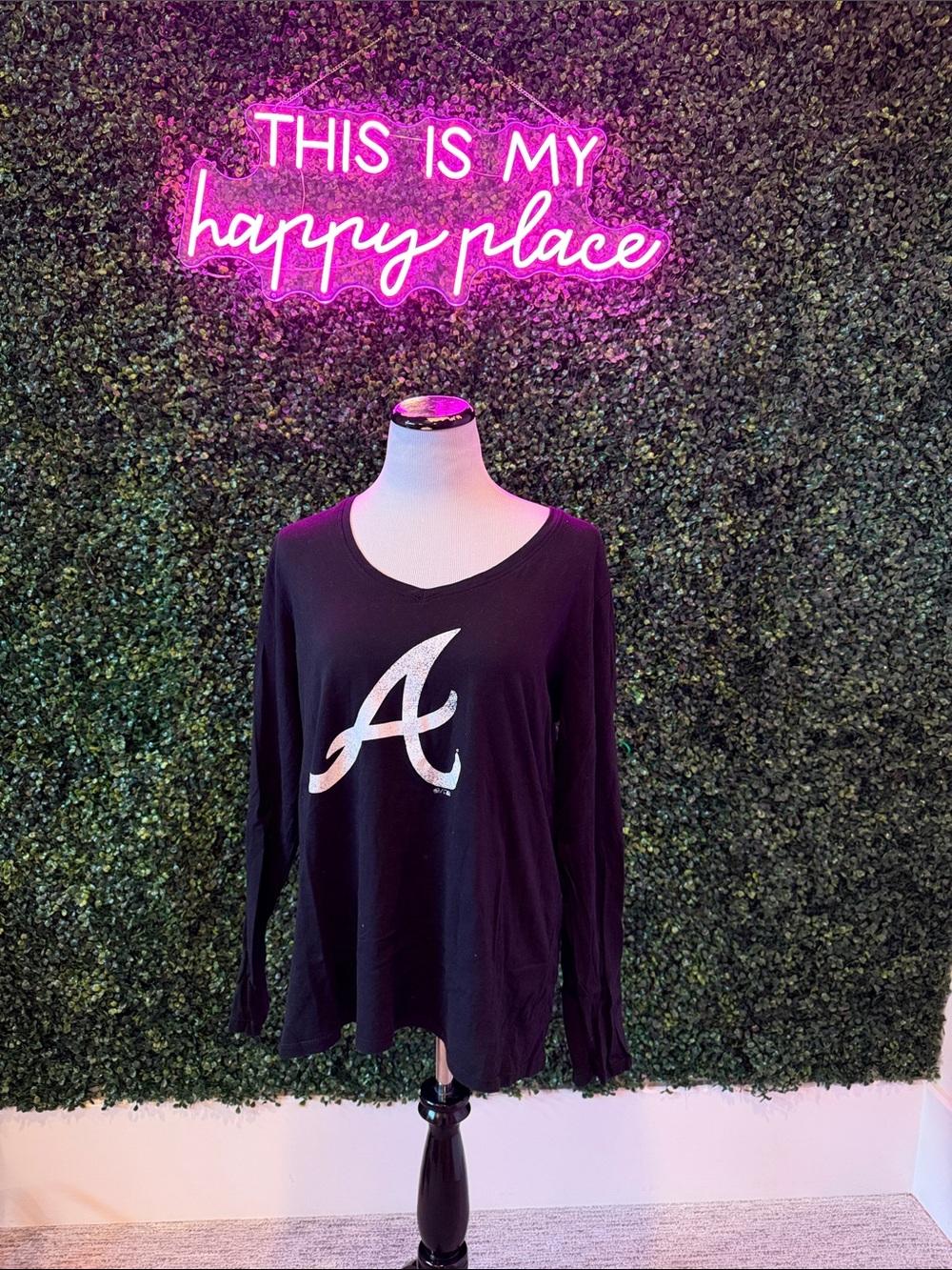 MLB Black Long Sleeve Shirt with Subtle Logo Detail